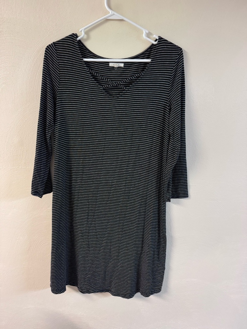 Maurices Black & White Striped Scoop Neck 3/4 Sleeve Tunic dress Women S